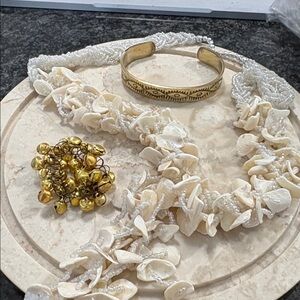 Boho Jewelry shell necklace and 2 bracelets